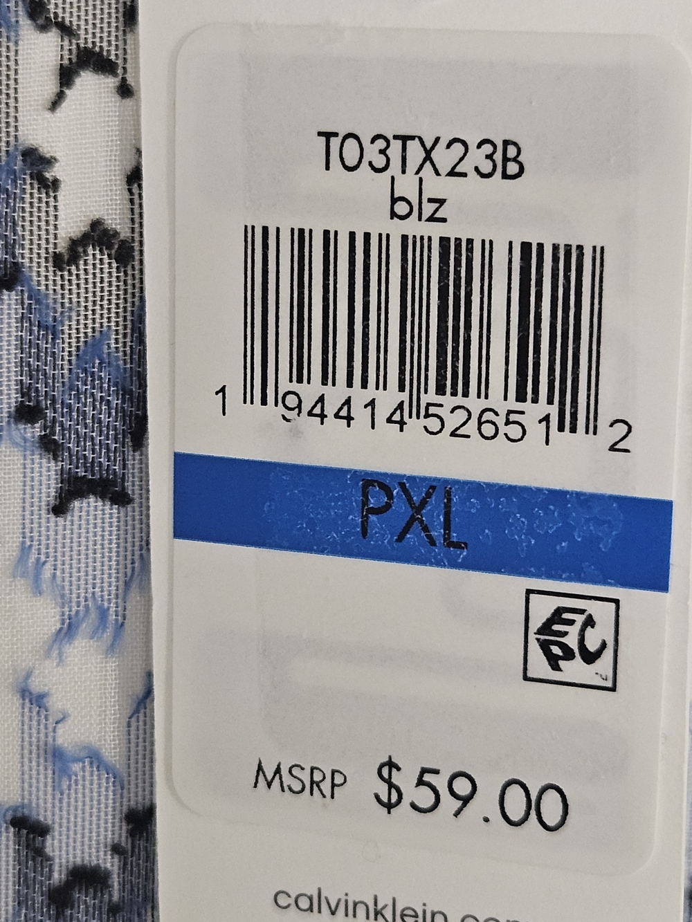 Calvin Klein Blue & White Printed Petite Suit Top - Picture 6 of 9